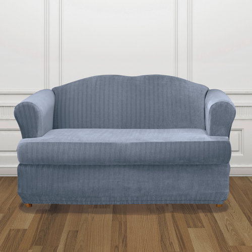 Sure Fit Stretch Pinstripe TCushion Loveseat Slipcover & Reviews Wayfair